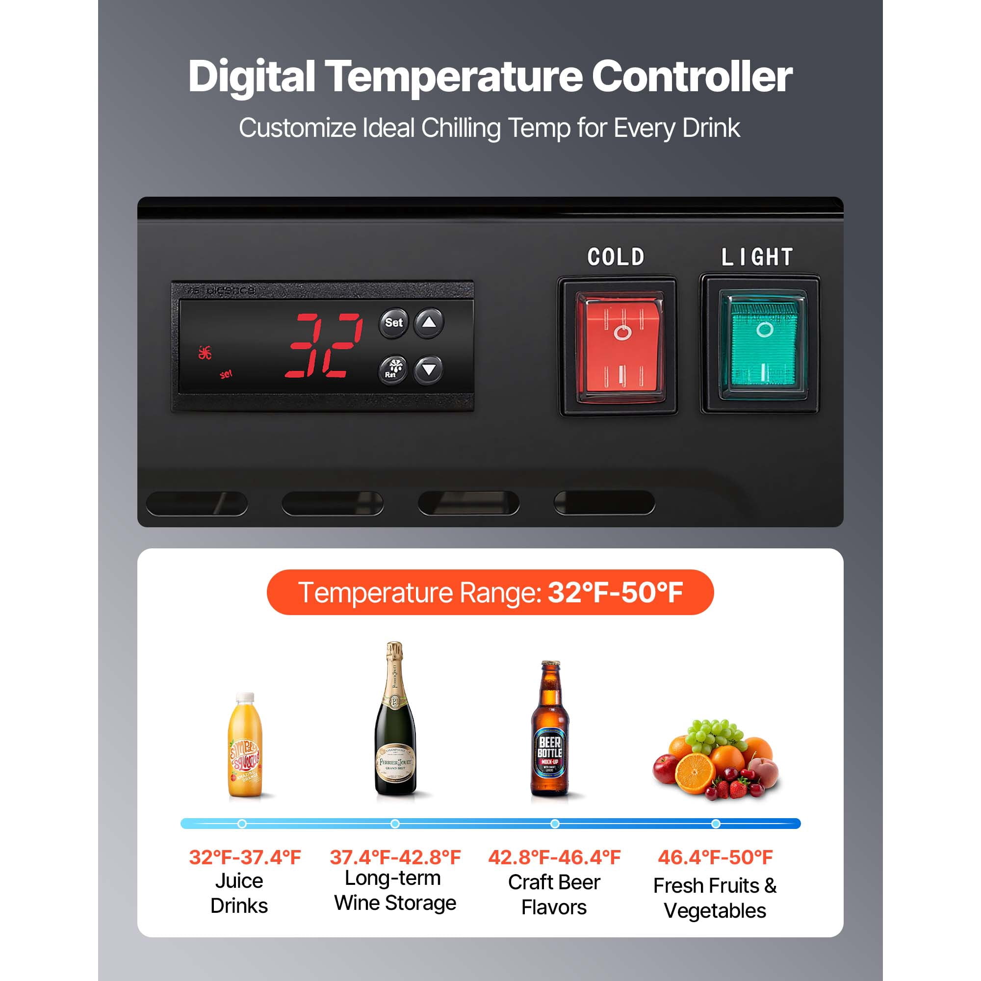 KFFKFF Commercial Merchandiser Refrigerator, 54.3 Cu.Ft / 1538L Beverage Cooler with Glass Doors, Customizable Lightbox, 12 Adjustable Shelves, LED Lighting & Casters