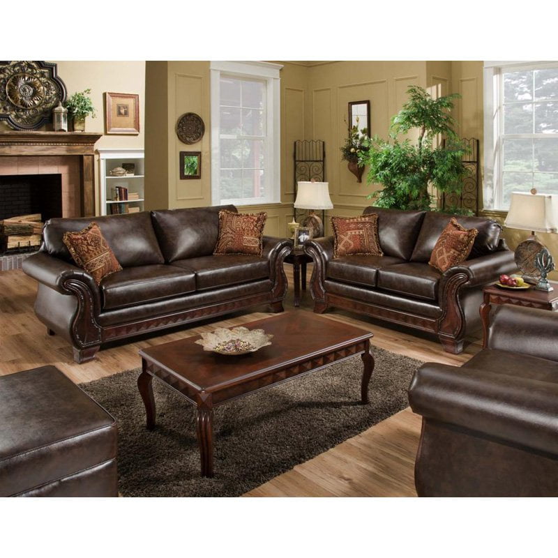 Chelsea Home Jefferson Sofa And Loveseat Set New Era Walnut