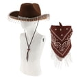 thumbnail image 4 of Sombrero de vaquero con flecos de diamantes de imitación, sombrero occidental, conjunto de pañuelo y purpurina blanca para disfraz de Festival de, 4 of 9