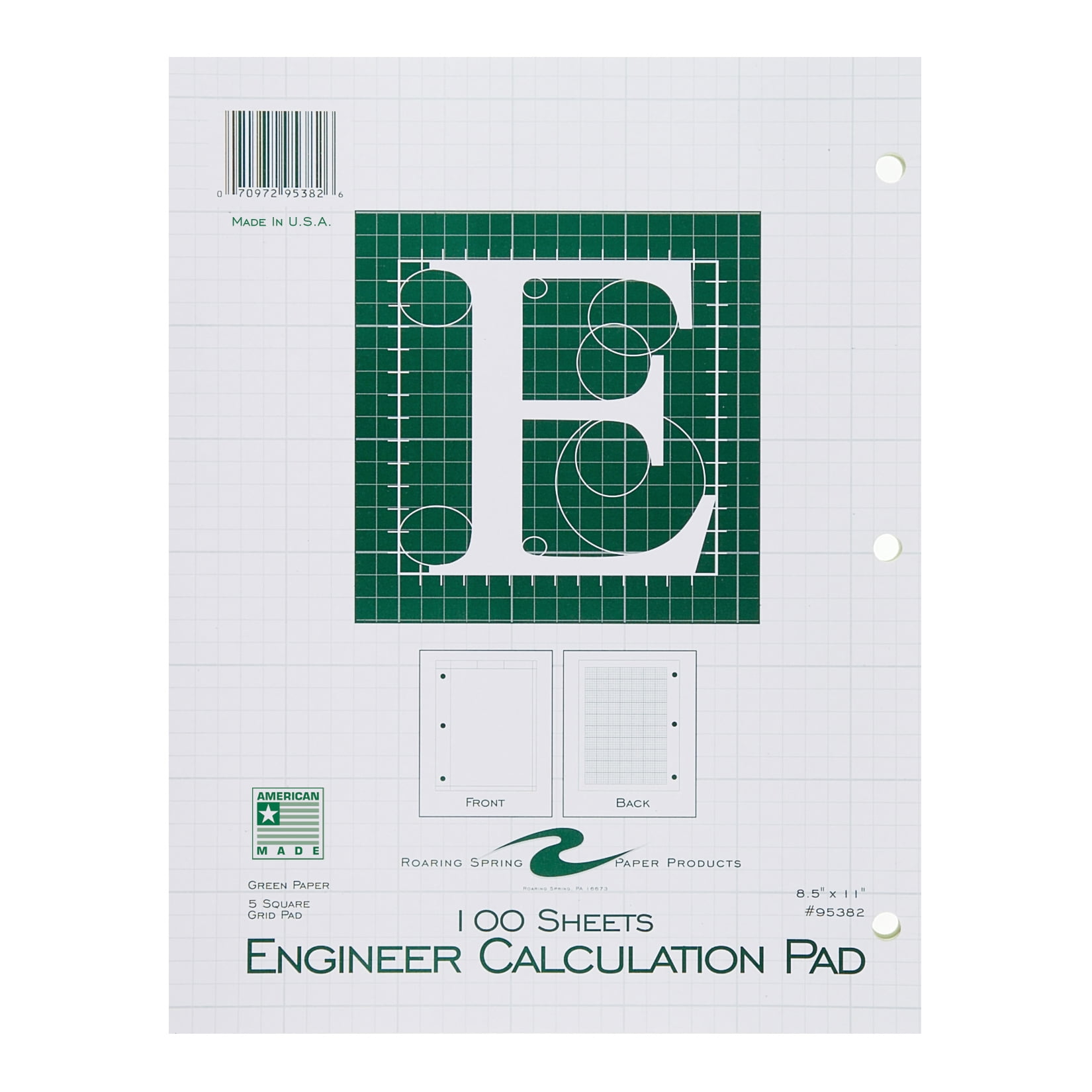 Roaring Spring Paper Products Engineer Pad 8.5x11 Green Paper
