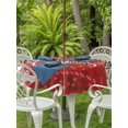 thumbnail image 2 of Outdoor Tablecloth with Umbrella Hole and Zipper, Christmas Elk Round Table Cloth 60 Inch Waterproof Tablecloth, Winter Snowflake Xmas Tree Leaf Red Picnic Table Cover for Patio Camping, 2 of 7