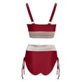 thumbnail image 5 of Sopiago Women High Waisted Bikini Sets Tummy Control Swimsuits Color Block Two Piece Drawstring Bathing Suit Red,L, 5 of 5