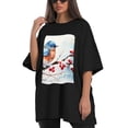 thumbnail image 4 of Plus Size Shirt for Women Black Tops for Women Short Sleeves Shirt for Women Red-Browed Bird 2 T Shirt Crewneck Shirt for Women 2XL, 4 of 5