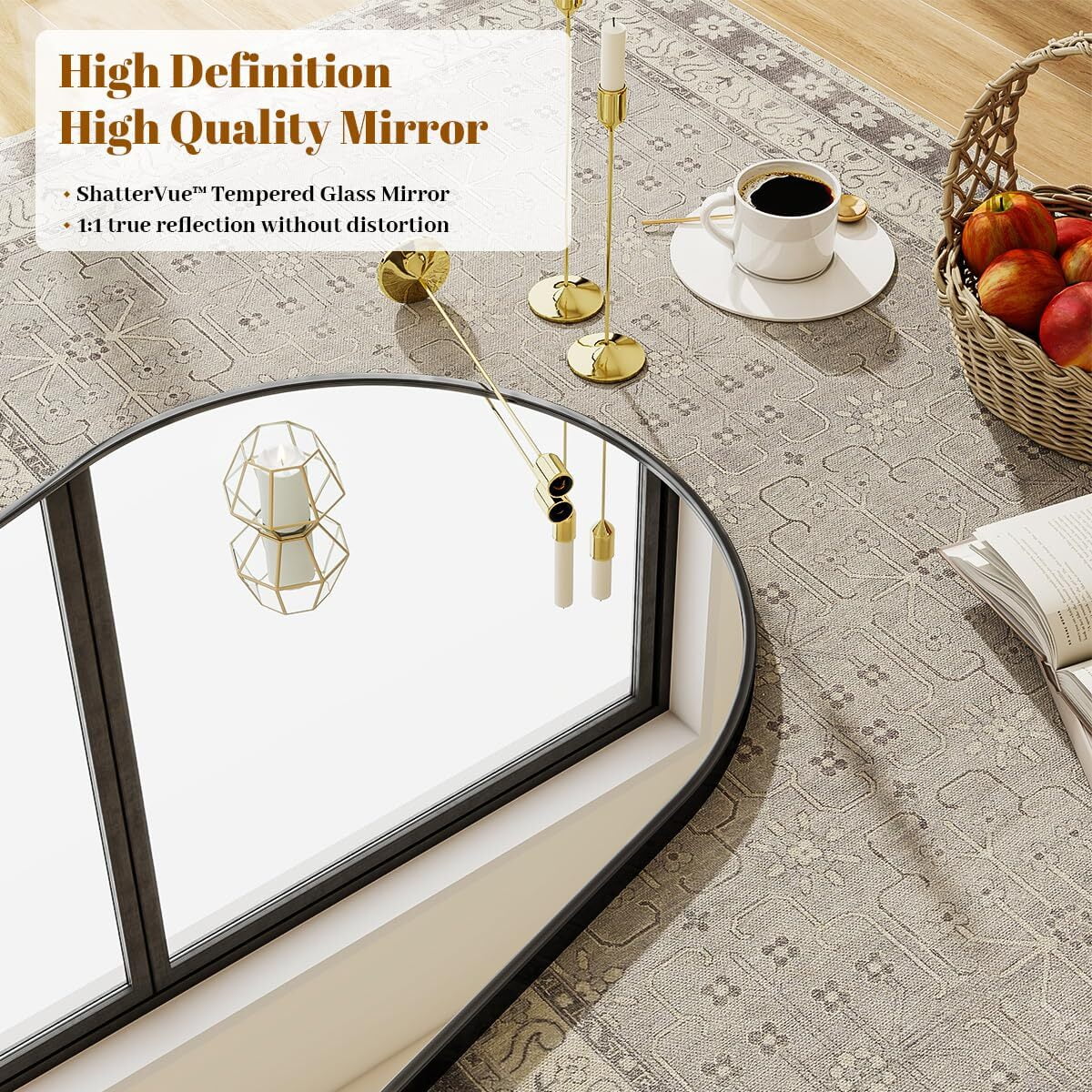Lumora 36"x24.2" Arched Bathroom Mirror Vanity Wall-Mounted Mirror, Black