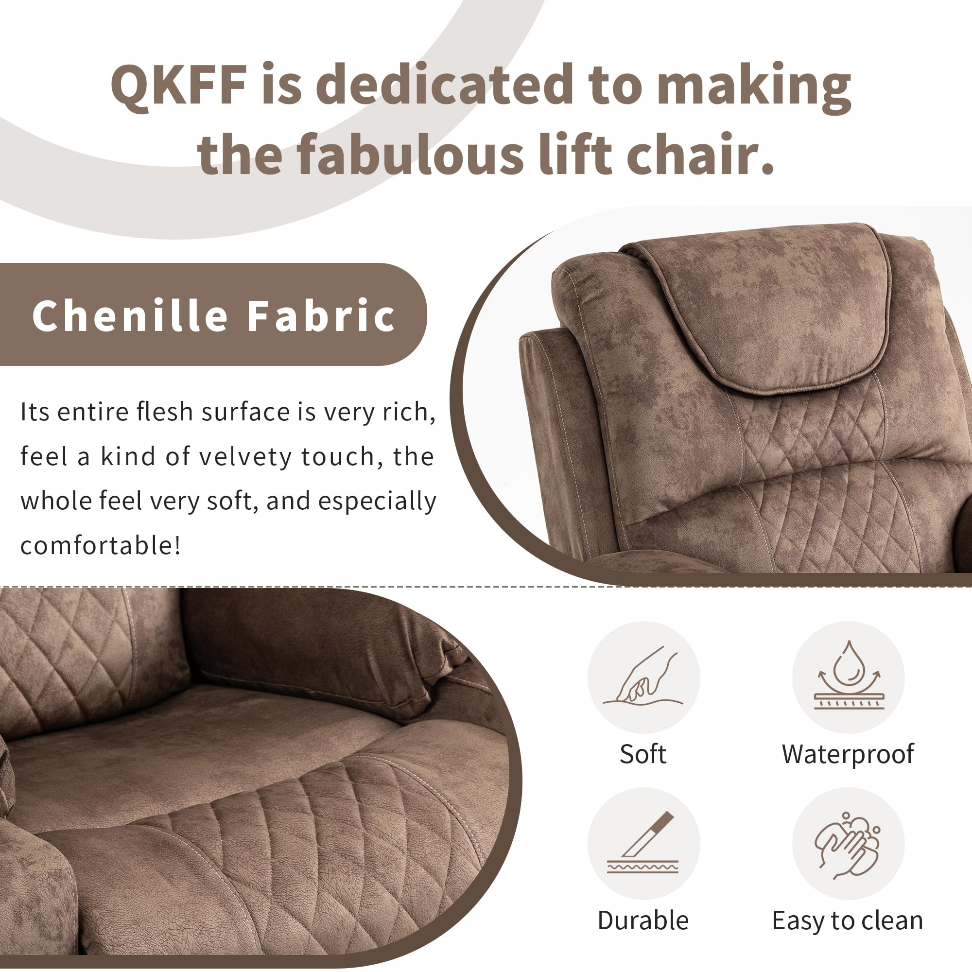 Aukfa Dual OKIN Motor Power Lift Recliner Chair for Elderly, 180° Lay Flat Electric Recliner with Massage & Heat, USB Ports, Velvet, Brown