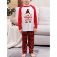thumbnail image 6 of Elippeo Family Matching Christmas Pajamas, Letter  Gnome Hat Print Long-Sleeved Tops + Plaid Trousers Sleepwear Outfits, 6 of 7