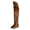 thumbnail image 5 of Slouchy Thigh High Boots for Women Hidden Wedge Soft Leather Pull on Over the Knee Winter Tall Boots, 5 of 6