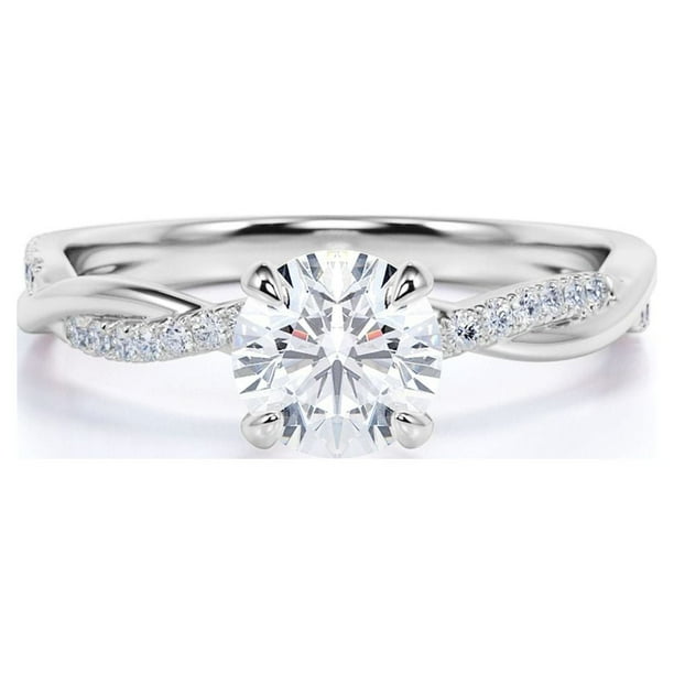 JeenMata Anillo de Compromiso con Infinito de Moissanita Brillante Redonda de 1 Quilate en Oro Blanco de 18 K sobre Plata