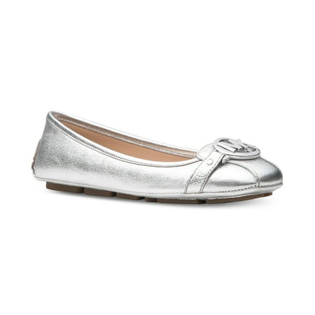 Michael Kors MK Women's Premium Designer Fulton Moccasin Flats Silver