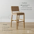 thumbnail image 3 of Nathan James Cohen Mid-Century Modern 29 in. Wood Bar Stool, Upholstered Faux Leather Bar Height Stool with Solid Wood Frame, Natural Brown, 3 of 7