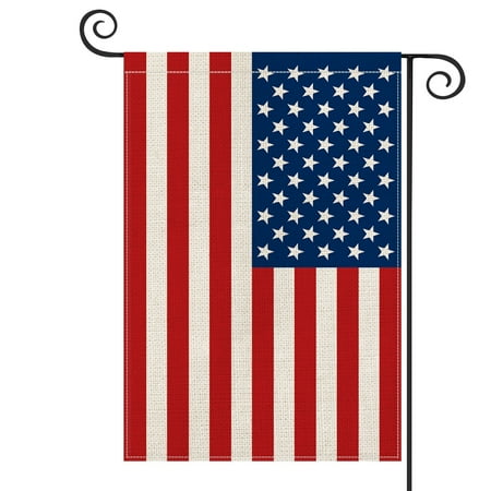 AVOIN American US Flag Garden Flag Vertical Double Sided, Patriotic Flag of the United States Stars and Stripes Old Glory Burlap Yard Outdoor Decoration 12.5 x 18 Inch