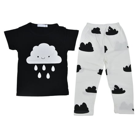 

T-Shirt Long Pants T-Shirt Long Pants Trousers Outfits Clothing Set Boy T-Shirt Long Pants For Daily For Casual For Holiday Black 90cm / 35.4in