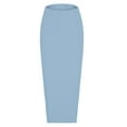 thumbnail image 5 of JGGSPWM Womens High-Waist Ribbed Midi Skirt Versatile Fashion Leisure Home Resort Beach Mid Length Skirts Sky Blue M, 5 of 6