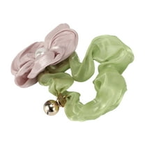 1 Pc Fashion Elegant Flowers Hair Scrunchies for Women for Girls Green Pink