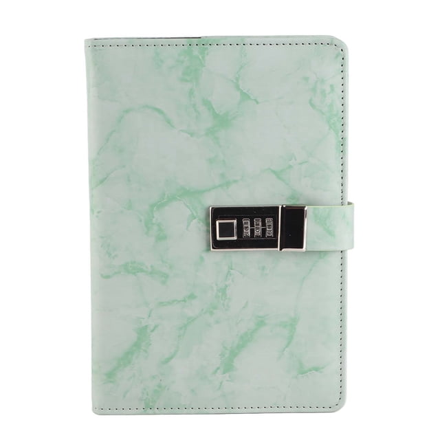 Cuaderno A5 con tapa de piel sintética y contraseña, bloc de notas, diario, material escolar de oficina, color verde