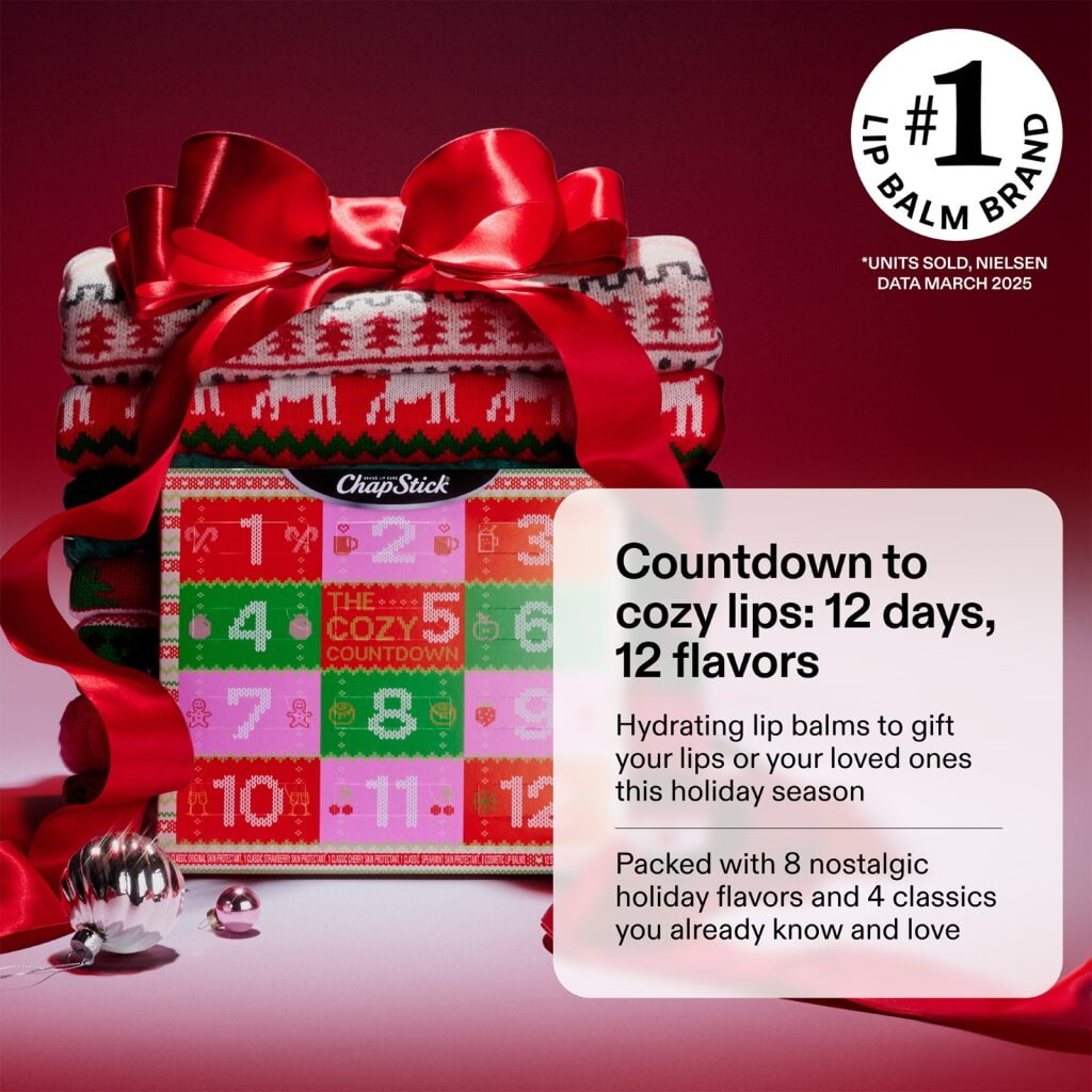ChapStick Cozy Countdown Holiday Lip Balms 12-Pack, Advent
