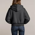 thumbnail image 5 of zaveiop Women's Long Sleeve Drawstring Full Zip Hooded Jacket Crop Sweatshirt (Z-Dark Gray, S), 5 of 6
