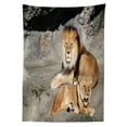 thumbnail image 3 of Ambesonne Zoo Tablecloth Rectangular Table Cover, Lions Basking in Sun Jungle, 60"x84", Pale Brown Grey Yellow, 3 of 4