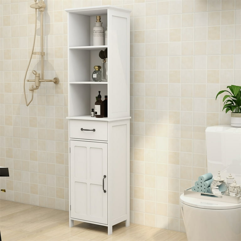 Spirich Slim Bathroom Storage Cabinet, Free Standing Toilet Paper Holder,  Bathroom Cabinet Slide Out Drawer Storage,White - Walmart.com