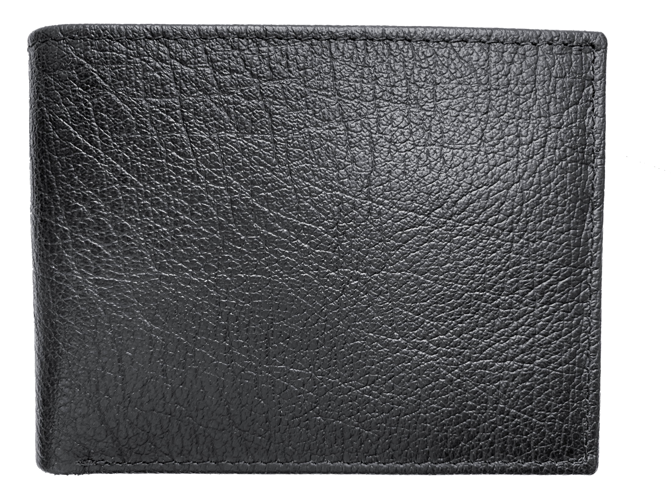 George Men's Genuine American Bison Leather Bifold Wallet With Wing Ranger Black, Men ages 16 to 99, Natural Medium Leather-Grain Texture