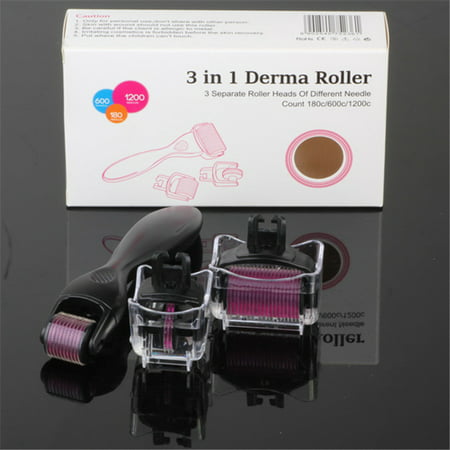 3 in 1 Derma roller Micro Needles Titanium Microneedle Needle Skin Beauty Care Face Massage Tool Roller Set, Home Use, (180-0.5mm 600-1mm (Derma Roller Best 2019)