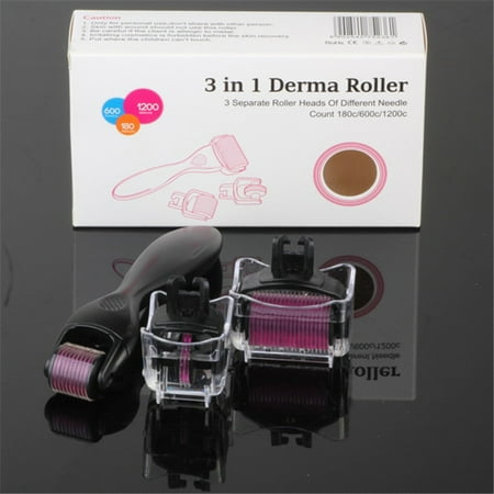 Noir Roller Ball - 3 in 1 Derma roller Micro Needles Titanium Microneedle Needle Skin Beauty Care Face Massage Tool Roller Set, Home Use, (180-0.5mm 600-1mm 1200-1.5mm)