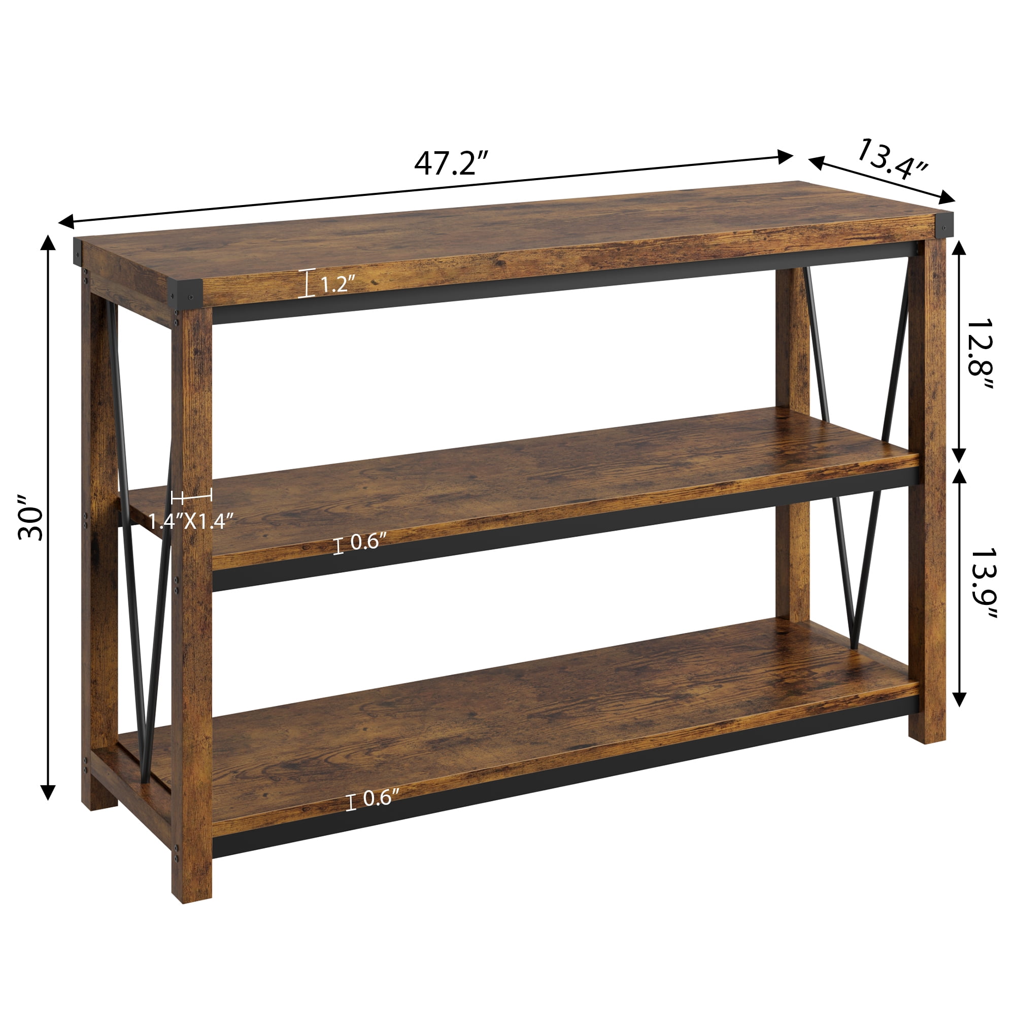 M optimized Farmhouse Entryway Table, 47" Narrow Long Console Table with Storage, 3 Tier Wood Console Table for Living Room, Behind Couch Table, Hallway Table for Foyer, Entryway Furniture