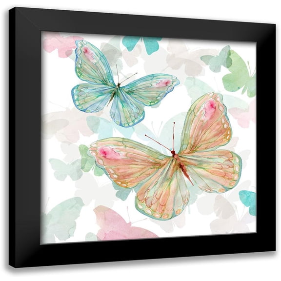 Robinson, Carol 12x12 Black Modern Framed Museum Art Print Titled - Asbury Garden Butterflies II