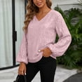 thumbnail image 2 of DXOUPM Women's Long Sleeve Shirts V Neck Sequined Shirt Work Clothes Versatile Daily Wear, 2 of 3