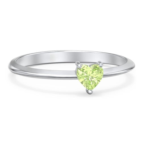 Heart Birthstone Ring - Peridot (August)