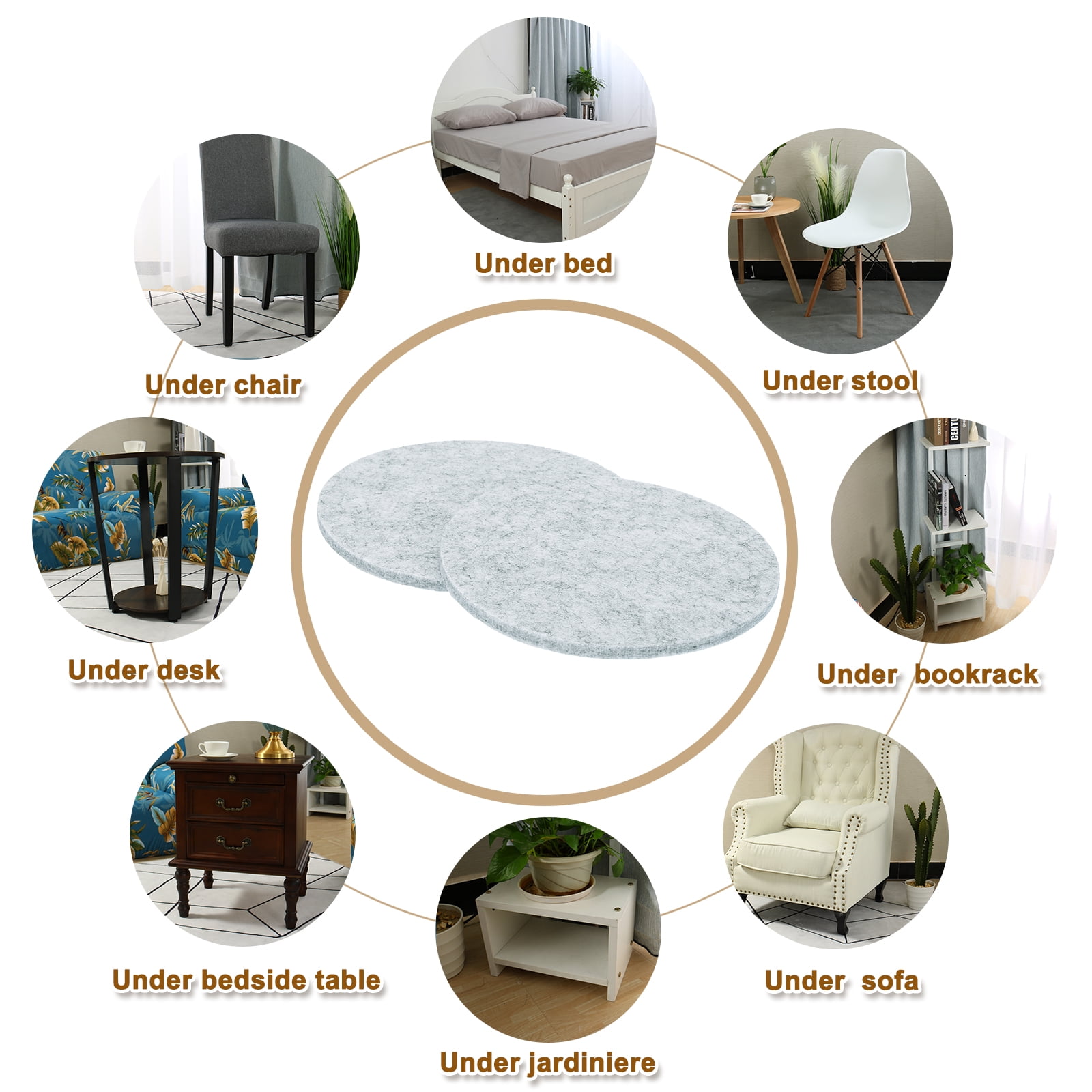 Round Felt Furniture Pads, 40Pack 4.5" Dia x 0.2" Thick Adhesive Backed Felt Non-slip Anti-scratch Felt Pads Chair Leg Protectors for Protecting Hardwood Floor, Gray