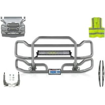 Front Grey Grille Deer Moose Brush Bumper Guard Large Compatible with Freightliner Cascadia 2018  (without Fogs)