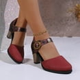 thumbnail image 3 of Mepaouo Womens Chunky High Heels Closed Round Toe Ankle Strap Pumps Vintage D'Orsay Party Dress Shoes, 3 of 9