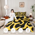 thumbnail image 3 of Homewish Classic Swirl Lines Queen Comforter Set,Modern Abstract Art Comforter Sets Queen,Yellow Black,Black Reversible,3 Pieces,1 Comforter and 2 Pillowcases, 3 of 7