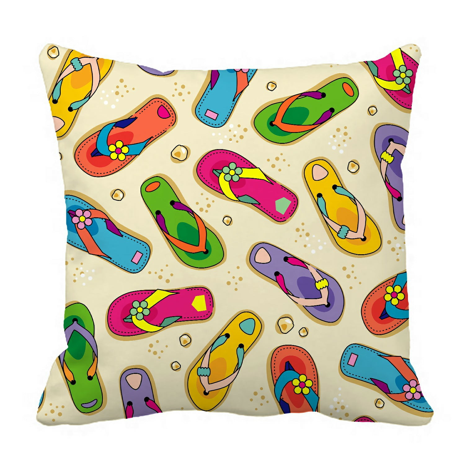 ECZJNT flip flops beach sand Pillow Case Pillow Cover Cushion Cover 16x16 Inch