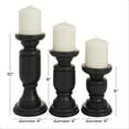 thumbnail image 3 of DecMode 3 Candle Black Mango Wood Turned Style Pillar Candle Holder, Set of 3, 3 of 8