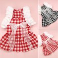 thumbnail image 4 of CSChome Pet Dress Adorable Lace Stitching Ruffle Sleeve Plaid Print Pet Dog Bowknot Princess Daily Wear, 4 of 7