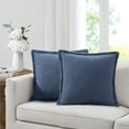 thumbnail image 4 of (2 pack) My Texas House 20" x 20" Andie Reversible Solid Blue Cotton Decorative Pillow, 4 of 7