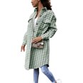thumbnail image 3 of Women Plaid Jacket Turn Down Collar Button Long Shackets Cardigan Coat with Pockets, 3 of 3