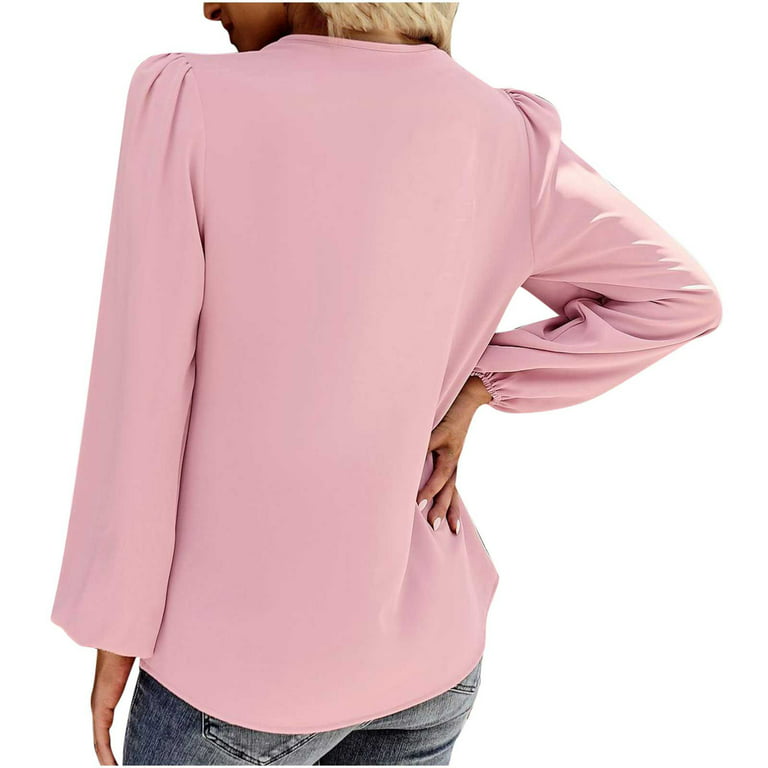 BVnarty Womens Top Pullover V-Neck Dressy Loose Long Sleeve Solid