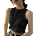 thumbnail image 2 of Womens Sleeveless Crop Tops Workout Sports Fitness Crop Tops Casual Short Tank Tops Summer Clothes Black,Size XL, 2 of 3