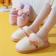 thumbnail image 5 of Nuevas zapatillas peludas de suela gruesa con zapatillas de algodón con lazo para parejas de mujeres invierno Otoño e Invierno hogar cálido y antideslizante, 5 of 5