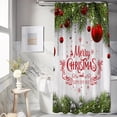 thumbnail image 4 of Christmas Shower Curtain Merry Xmas Holiday Backdrop Snowflakes Pine Trees Shower Curtains Sets Polyester Waterproof Fabric Washable Decorative Bathroom Curtain 72" x 72" with 12 Hooks, 4 of 6