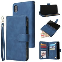 iPhone XS Max Wallet Case, Dteck Soft Leather Zipper Wallet Case Magnetic Buckle Horizontal Flip Cover with 5 Card Slots/Photo Pocks For Apple iPhone XS Max 6.5 inch 2018, Blue