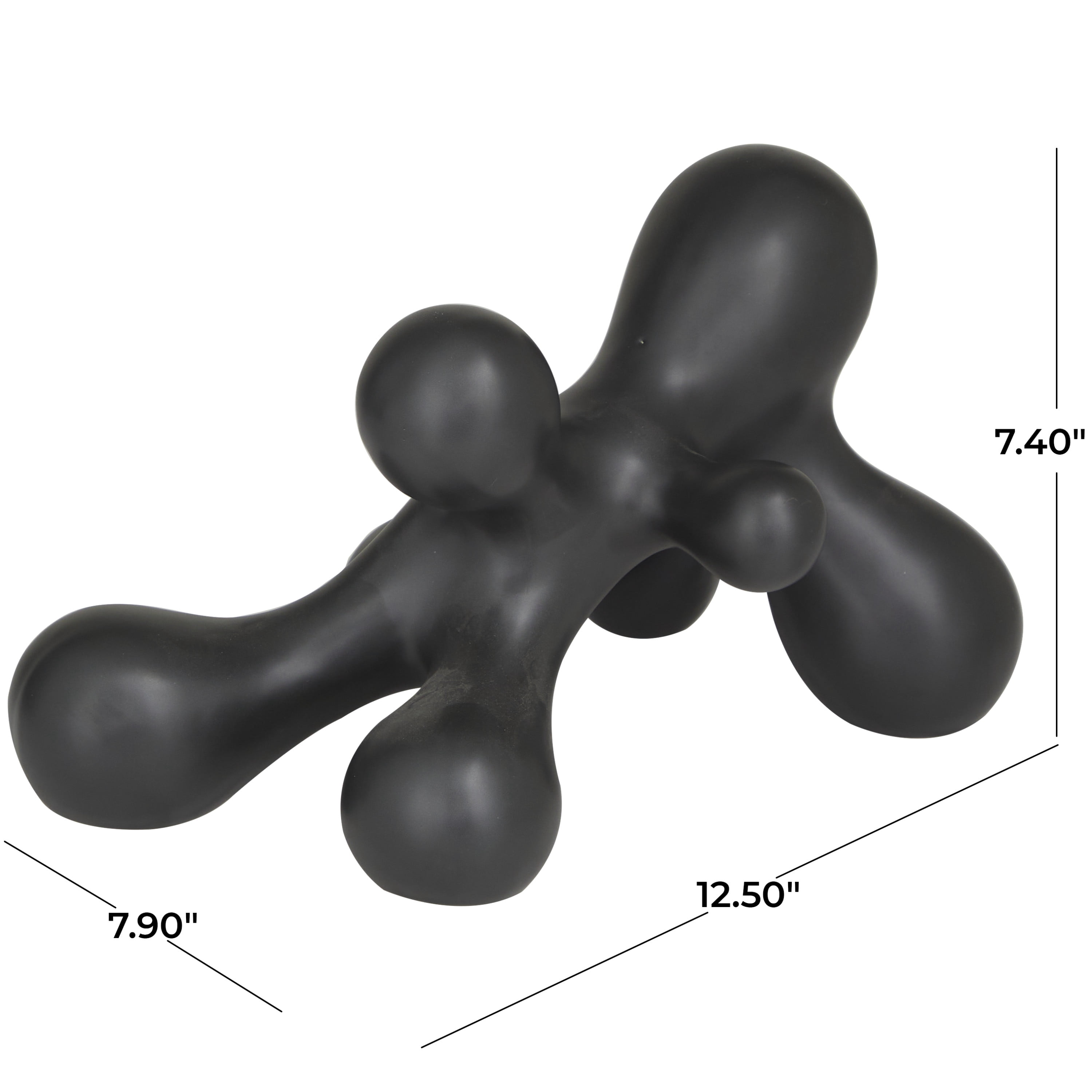 13" x 7" Black Porcelain Molecule Abstract Sculpture, by CosmoLiving by Cosmopolitan