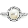 thumbnail image 4 of Sterling Silver Rhod-Plated Cz 7-8mm Button White Fwc Pearl Ring (Size 8) Made In China qr7321-8, 4 of 5