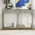 thumbnail image 2 of EUROCO 59.8" Solid Wood Console Table,Retro Long Sofa Table Entryway Table with 4 Drawers and Bottom Shelf for Hallway Living Room,Grey Wash, 2 of 8