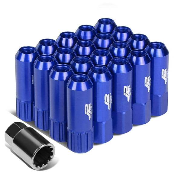 J2 Engineering LN-T7-010-125-BL J2 Engineering 7075 Aluminum M12 x 1.25 16 Pcs 60mm Open End Lug Nut 4 Pcs Lock Blue