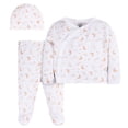 thumbnail image 1 of Gerber Essentials conjunto bebé 3 piezas algodón gorro mameluco pijama, 1 of 4