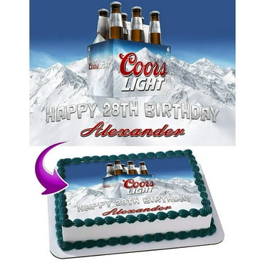 SugarMeLicious Coors Light Six Pack Edible Cake Image Topper, Personalized 1/4 Sheet Birthday Cake Banner for Parties